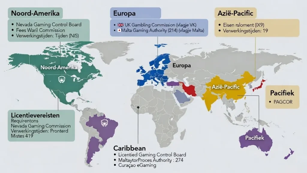 visuele kaart met licentie-jurisdicties wereldwijd